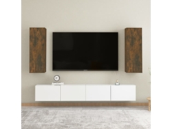 Estantería/Muebles de TV 2 Pzs 30,5X30X90 Cm Madera Color Roble Ahumado
