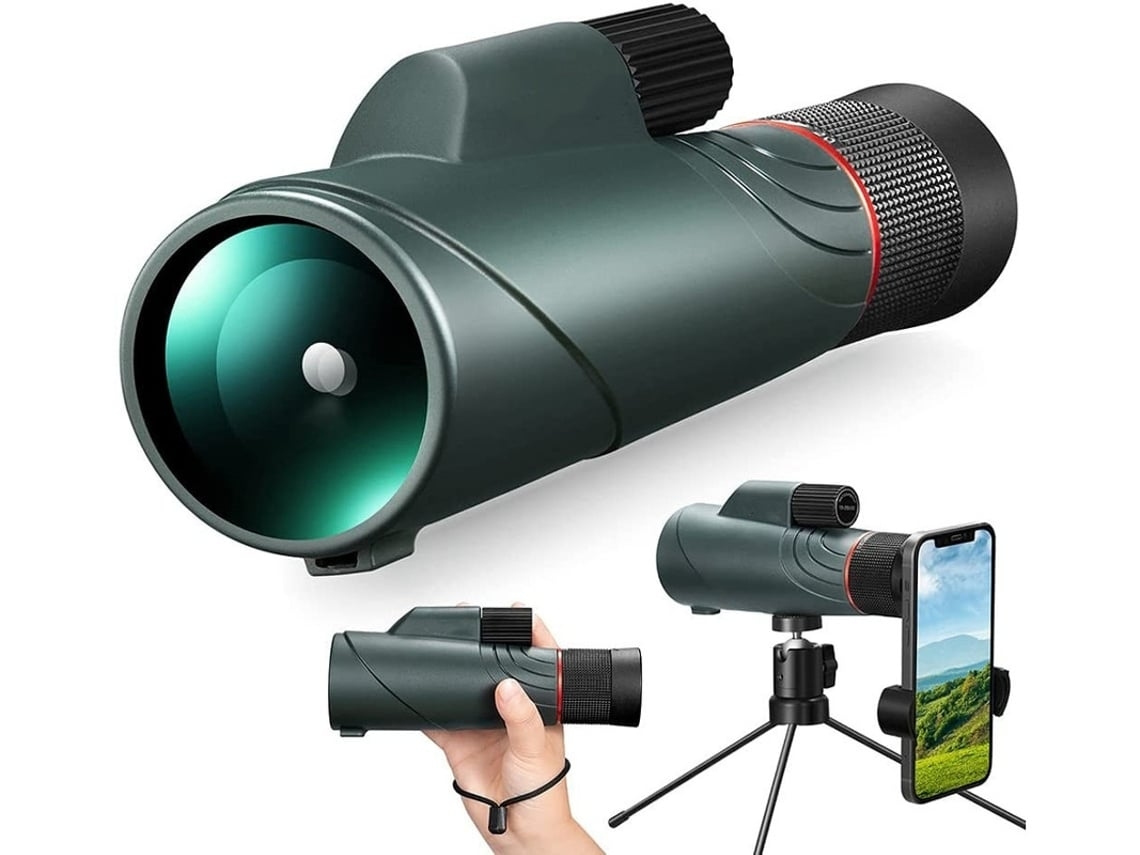 Monocular Gusshious HD Zoom con prisma Bak4 y trípode metálico con revestimiento verde FMC y soporte para teléfono 10 20x50 Gusshious
