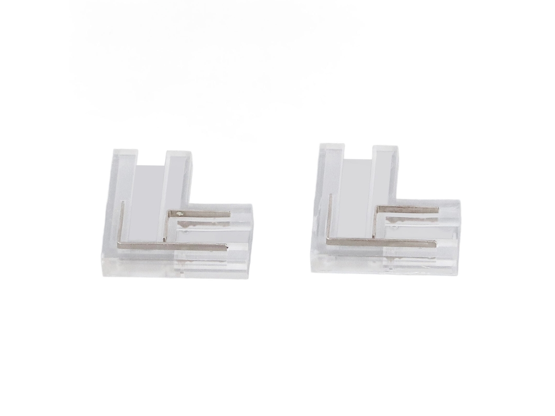 20 Conectores Cob Fcob L Transparentes De 8 Mm Y 2 Pines V+v- Para Tiras Led Monocolor