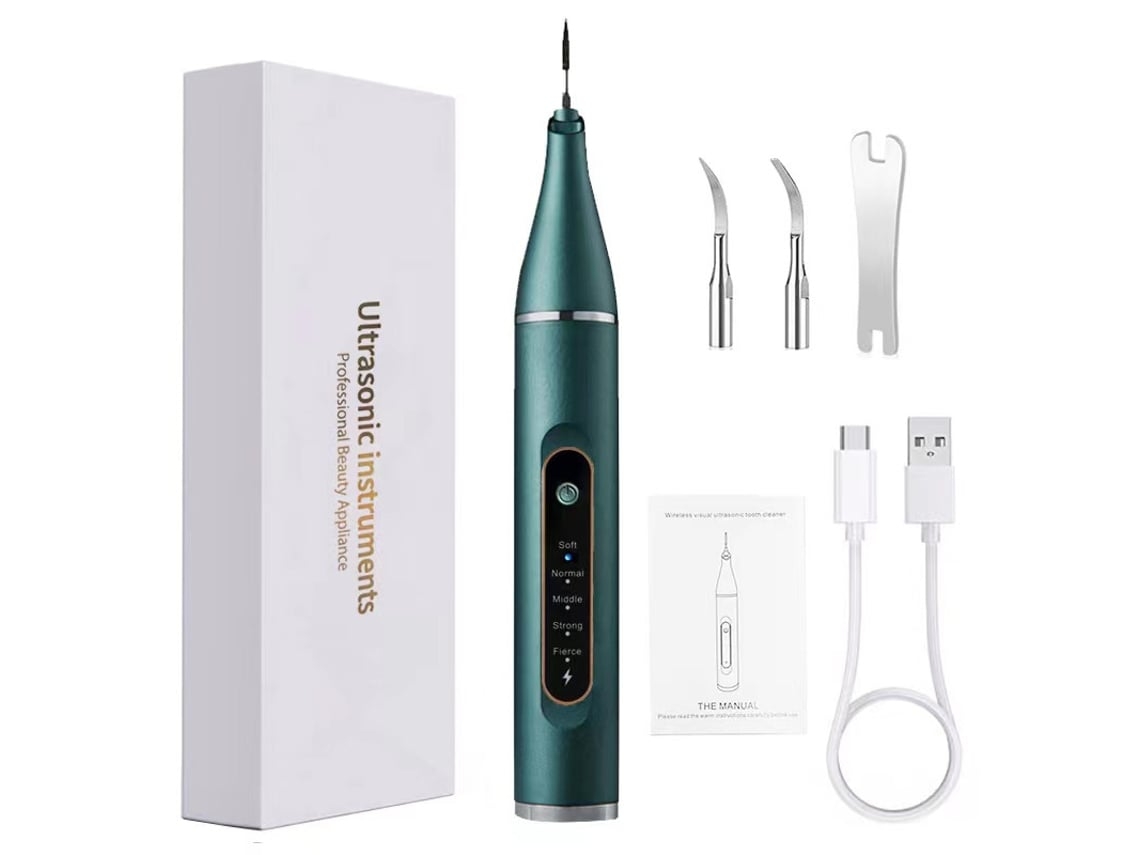 Irrigador bucal escalador ultrasónico visual eléctrico portátil-verde con cabezal de metal 2 teclas 1 DIGITALLAB