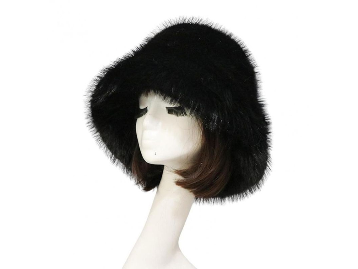 Gorra Fisherman De Invierno Para Mujer Con Abertura Ancha Y Protección De Orejas De Pelo Falso Suave Y Calient Negro