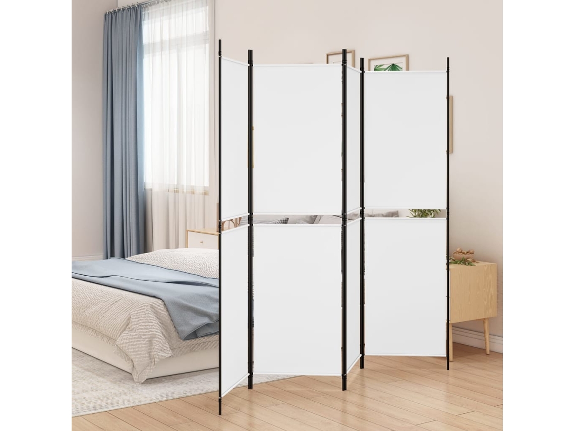 Separador de ambientes con 4 paneles | Separador de ambientes | Separador de ambientes 200x180 cm Tela blanca