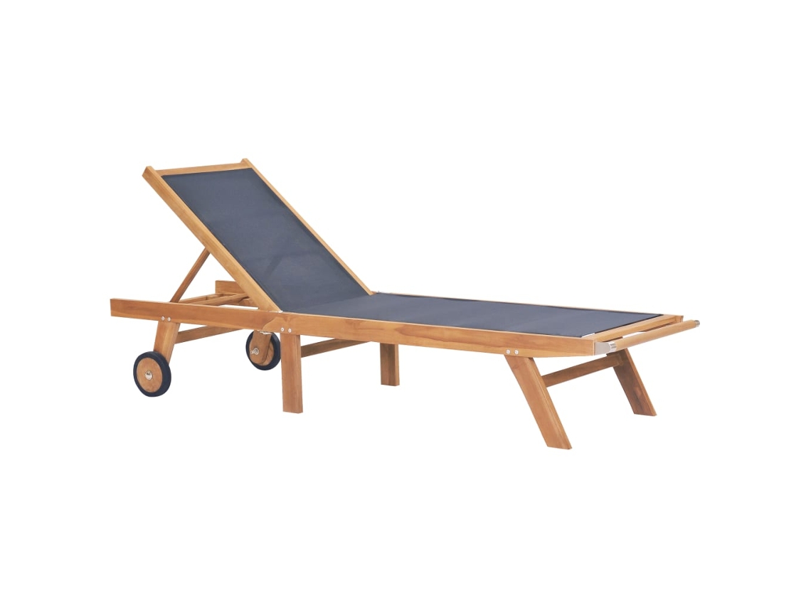 Maison Exclusive - Tumbonas Plegables Con Ruedas 2 Uds Teca Maciza Y Textilene