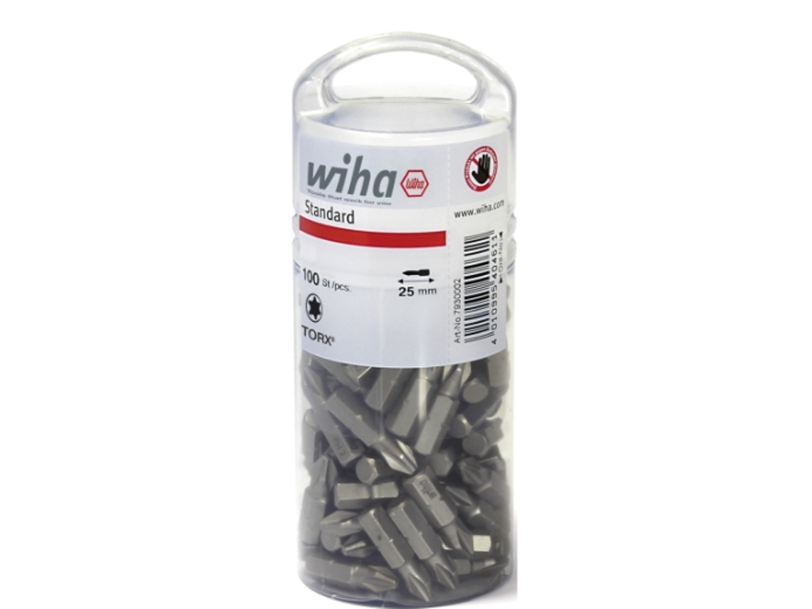WIHA Juego de bits Standard de 25 mm TORX® (T30) de 50 unid., de 1/4" en envase grande (08069)
