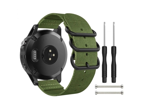 Correa de reloj inteligente para Garmin Fenix 3/5X Correa de reloj universal de nailon de 26 mm con tres anillos (verde militar)