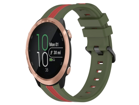 Correa de reloj inteligente para Garmin Forerunner 645 Music Correa de reloj de silicona vertical bicolor de 20 mm (verde militar + rojo)