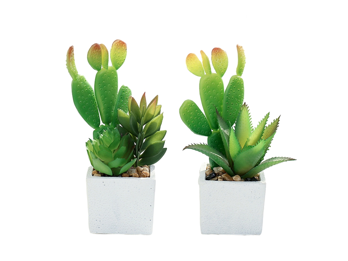 Bonsái de planta suculenta de Cactus simulado, adornos pequeños creativos en macetas cuadradas, 2 uds. NEVEANCE