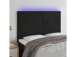 Cabecero Con Luces Led Terciopelo Negro 144x5x118/128 Cm