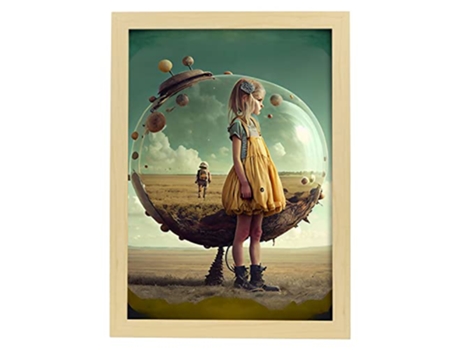 NACNIC Poster Vestido Amarillo En Estilo Surrealismo Cinematográfico Ilustraciones Y Grabados De Historieta Abstracta Y Artística A3 Marcos Madera