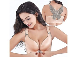 2026-sujetador Comfort Rose Con Cierre Frontal, Diseño T-back Con Encaje Floral, Sin Alambre Y Sin Costuras Para Mujer