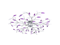 Lámpara Luminária Techo Brazos Hojas de Cristal Acrílico 5 E14 Morado