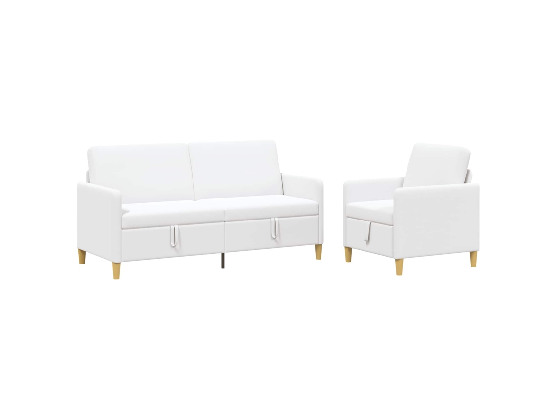 Juego De Sofás Con Almacenamiento 2 Pcs Blanco Poliéster