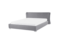 Cama con somier BELIANI Paris de Poliéster Gris 195x228x83
