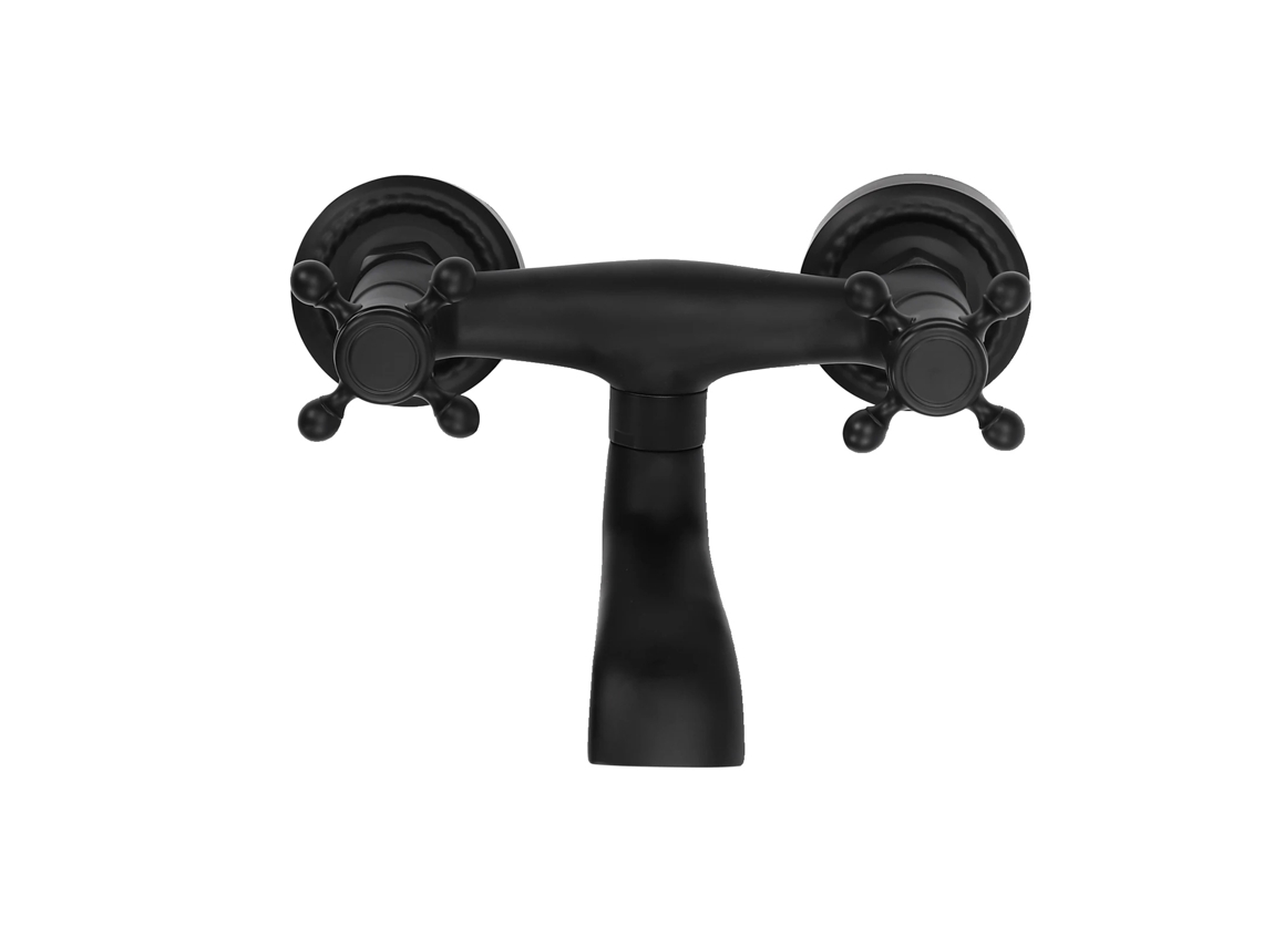 Grifo de baño con dos manijas y montaje en pared, color negro OEM
