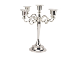 Portavelas retro de hierro de 5 brazos, color plata, para el hogar o la iglesia.