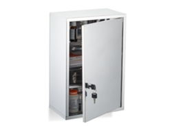 Relaxdays Armário De Medicamentos, 3 Prateleiras, Com Fechadura, Aço Inox, Hbt: 45x30x18 Cm, Prateado