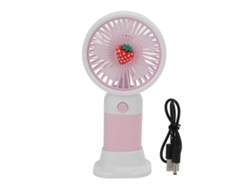 Ventilador Portátil De Frutilla Usb Recargable Con Cordón Para Viaje Y Mujeres