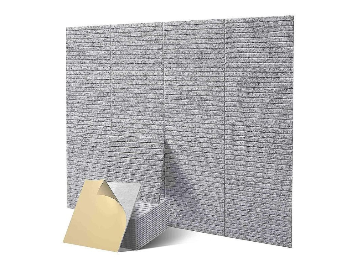 Paneles Acústicos Profesionales De Poliéster De Alta Densidad - 16 Piezas, Fácil Instalación, Decorativos Y Aislantes Del Ruido, Gris Claro