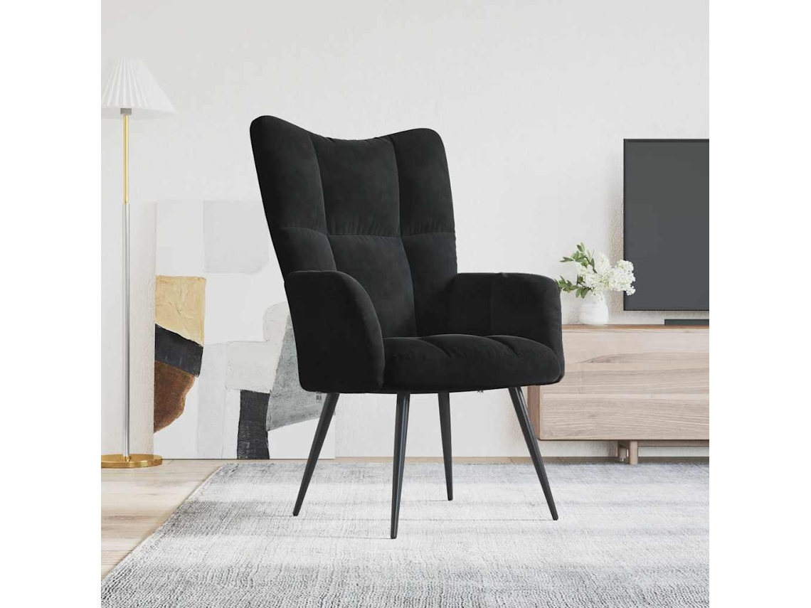 Sillón de terciopelo negro DKD HOME DECOR