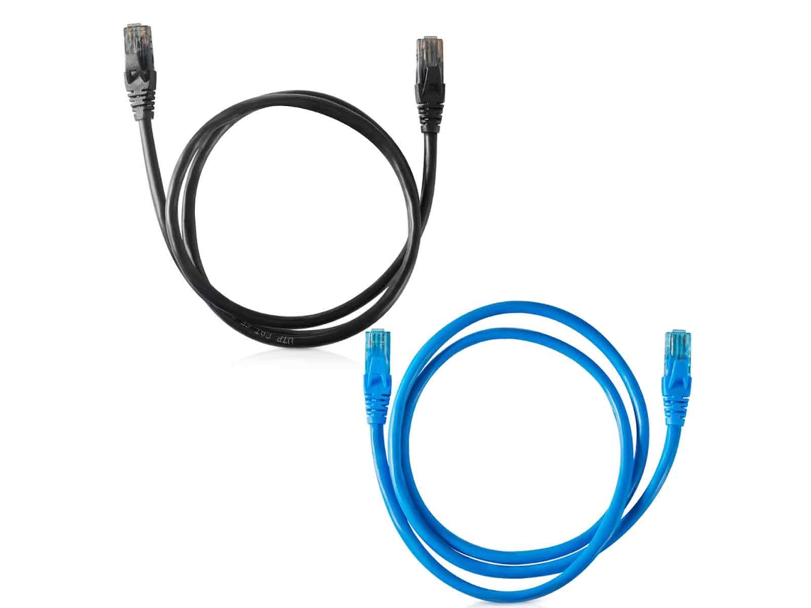 Cables Ethernet RJ45 ultratransparentes compatibles con UTP Cat6, LAN, PS4, PS5, Xbox, cable de internet, negro/azul, 7,6 m (2 unidades)