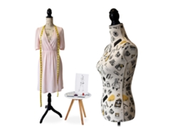 Relaxdays Manequim Feminino, Tam. 36/38, Alt. Ajustável 160–175 Cm, Suporte Madeira, Design Urbano, Creme/preto