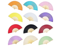 2026-12pcs Abanicos De Mano Plegables De Seda Y Bambú Para Enfriamiento Decoración Y Regalos