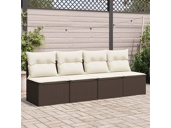 Sofá de jardín con cojines de 4 plazas de mimbre marrón PE Lovely Home