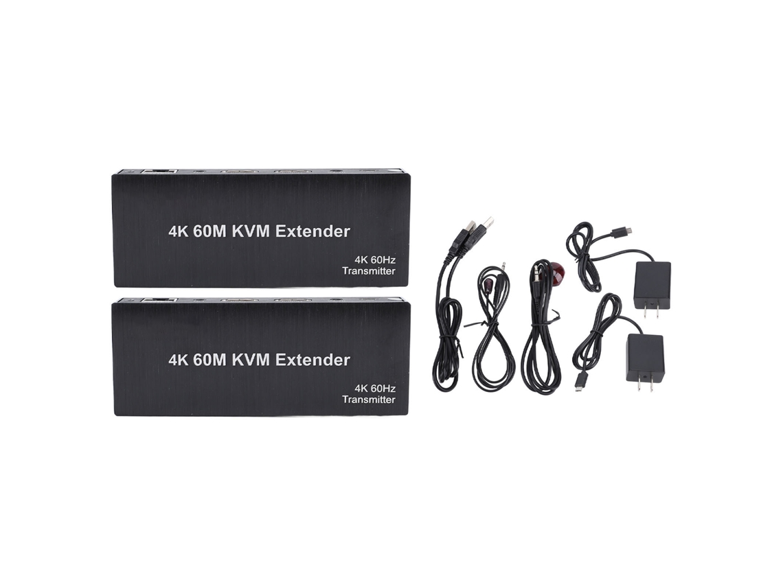 Extensor Kvm Usb Con Interfaz Multimedia Hd Que Transmite Vídeo 4k A 60 Hz Hasta 60 M Mediante Cable Cat5e De 6/7" Con Enchufe Estadounidense.