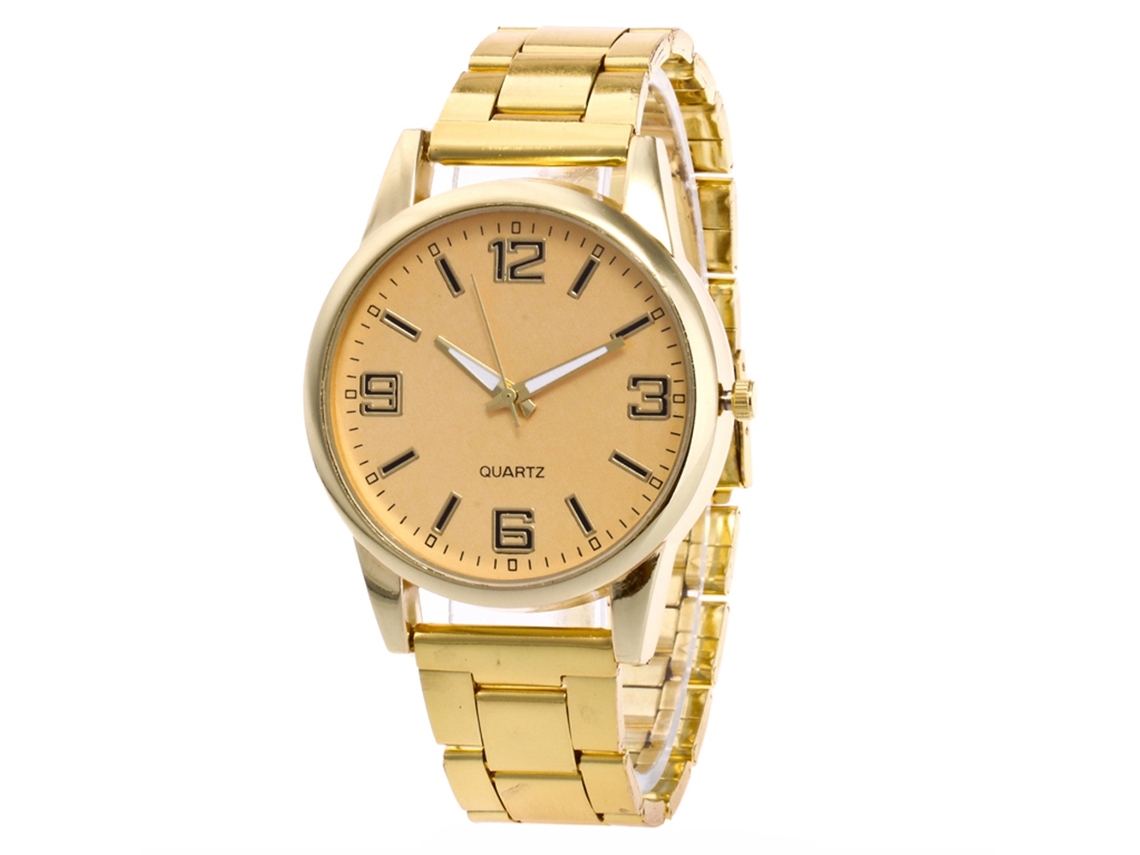 Reloj De Pulsera Unisex De Cuarzo, Moderno, Elegante, Informal, Dorado, Regalo.