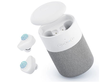 Altavoz Bluetooth con auriculares 2 en 1 Combo, altavoces portátiles Bluetooth inalámbrico con sonido estéreo, blanco CHRONUS