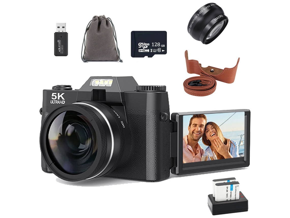 Cámara Digital Compacta Szsmart Rz0 Con Pantalla De 3", Wifi Y Lente Gran Angular - Vlog Selfie Para Principiantes (negra-2 Baterías-5k 75 Mp-128 Gb)