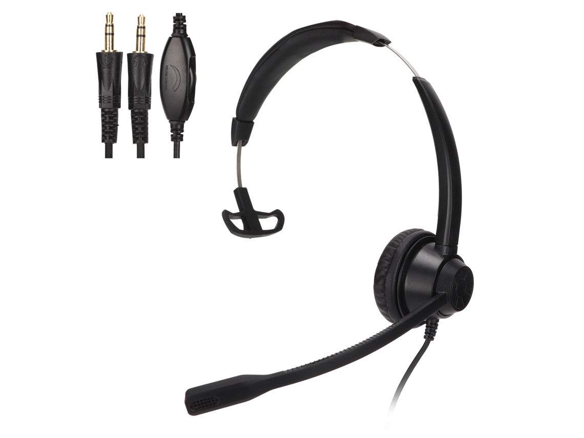 Auriculares Empresariales Monoaurales De 3.5 Mm Con Doble Enchufe Para Comunicación En Centros De Llamadas