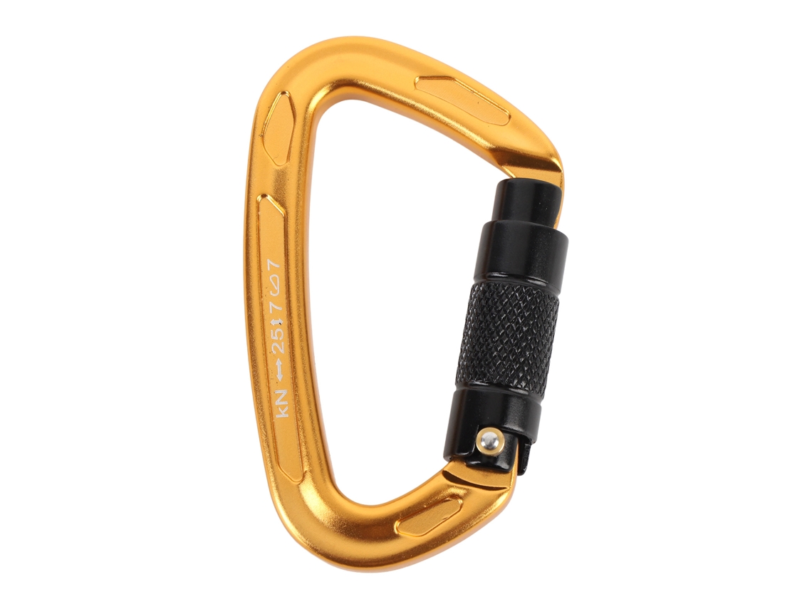 Mali clip de Escalada com Trava Automática em Alumínio 25kn D Forma Screwgate para Escalada Montanha Outdoor Ouro Preto