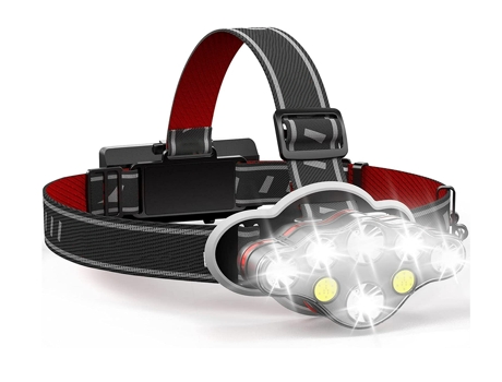 Linterna de cabeza: súper brillante, 8 modos de iluminación, 18000 lúmenes, linterna frontal LED recargable, linterna manos libres, resistente al a...