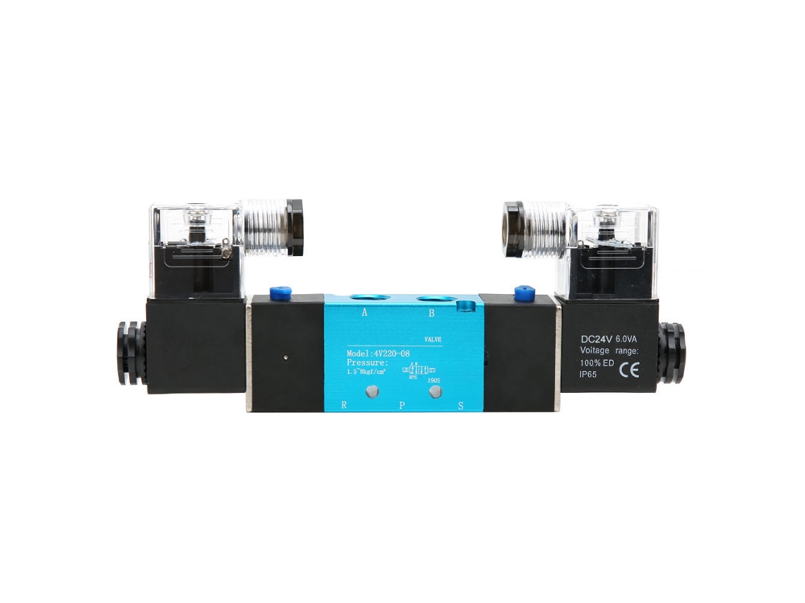 Válvula Solenoide 4v220-08 De 2 Posiciones 5 Vías Control Dual Ip65 1.2mpa Valvula Aire Dc24v