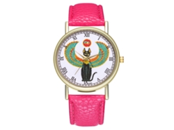 Reloj De Pulsera Analógico De Cuarzo Unisex Con Correa De Pu De Estilo Clásico (rosa Y Rojo)