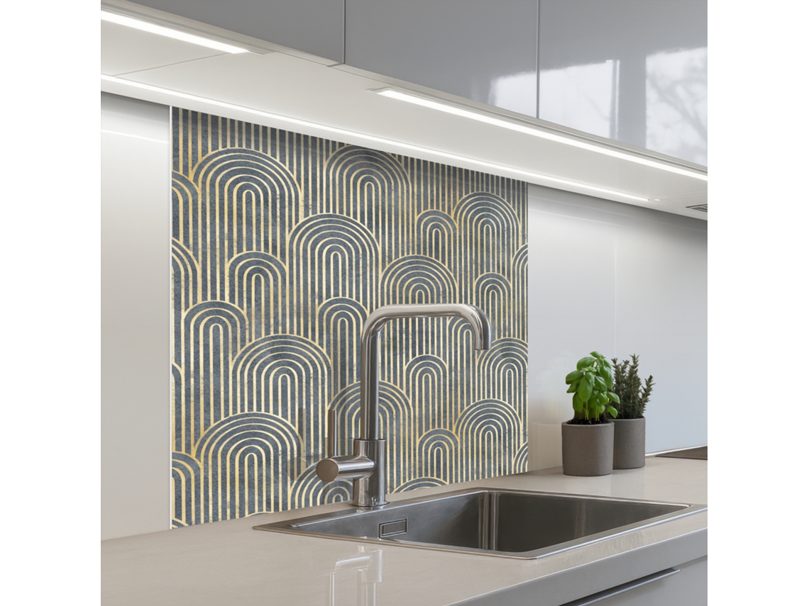 Salpicaderos De Cocina Lazo - Oro - Azul 80x80 Cm
