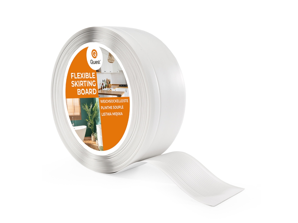 Zócalo de PVC 70x20 mm, 20 m, flexible, suave, blanco Quest