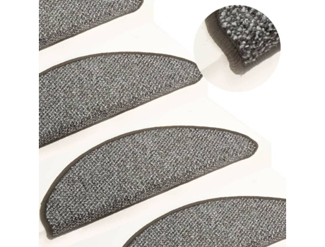 vidaXL Alfombras de peldaños de escalera 15 uds antracita 56x17x3 cm