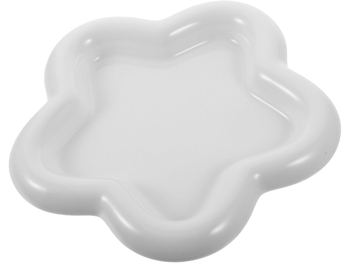 Bandeja Pequeña Cerámica Blanca Forma Joyas Cosméticos Teléfono Perfecta Madre Oficina Flor Día