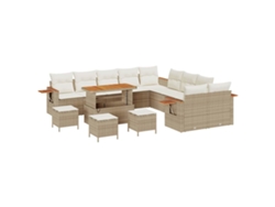 Maison Exclusive - Juego de sofás de jardín de mimbre beige y crema de 18 piezas