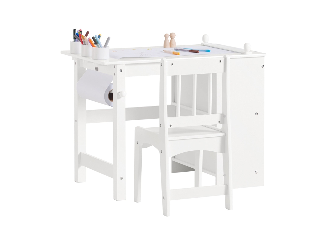 Juego de Mesa y Silla Infantil SoBuy KMB60-W Escritorio Infantil con 3 Portalápices