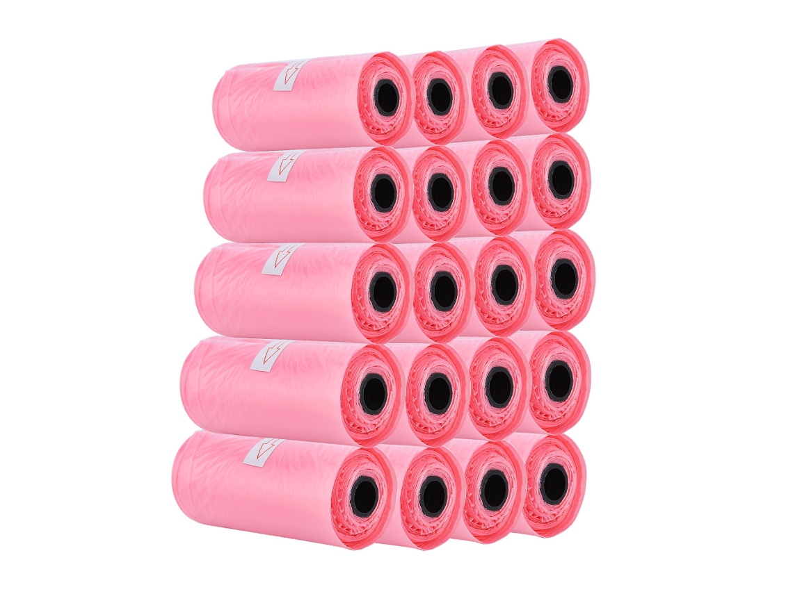 20 Rolo Sacos De Lixo Descartáveis Rosa Para Bebê Limpeza Resíduos Viagens