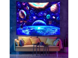 Tapete de Parede Blacklight Reativo a Uv Padrão de Planeta 200x150cm Decorativo