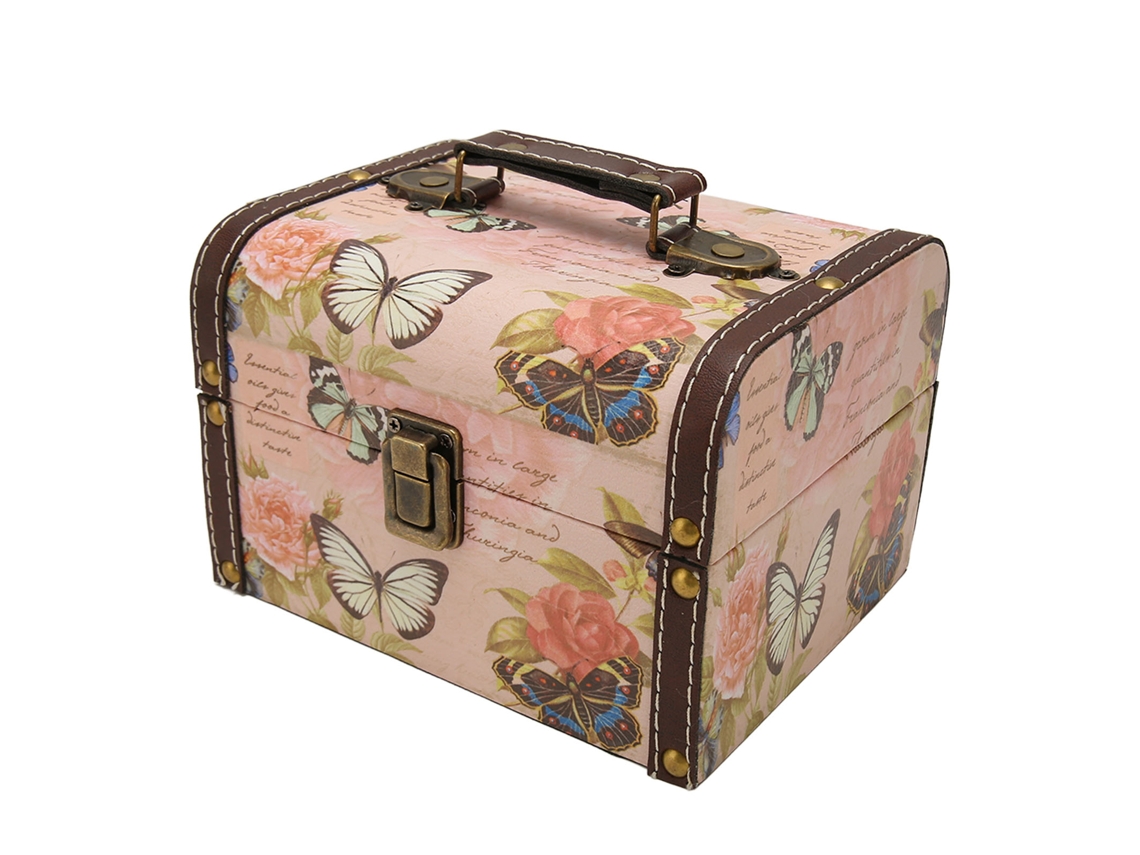 Cofre del Tesoro de Madera, Joyero con Mariposas para Niños y Mujeres, Joyero Decorativo de Madera con Diseño Victoriano
