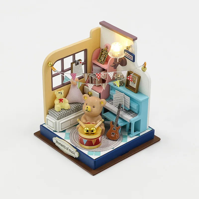 (estilo 3) Set De Casa De Muñecas De Madera 3d "café Acogedor" Para Armar Con Luz Led