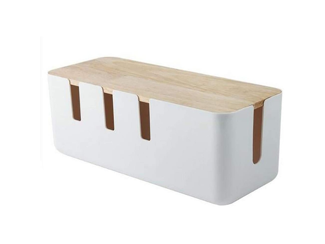 Organizador de cables para casa u oficina en blanco (31x12x13cm) Kofihety