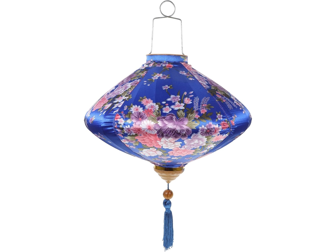 Farol Colgante Decorativo Para Uso Exterior, Hecho De Alambre Y Tela Azul, Adorno Delicado Para