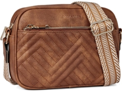 Bolso bandolera para mujer, correa ancha, múltiples bolsillos, cierre de cremallera, marrón