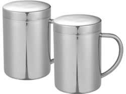2 Tazas Térmicas De Acero Inoxidable De 300 Ml Con Asa Y Tapa, Ideales Para Acampar.